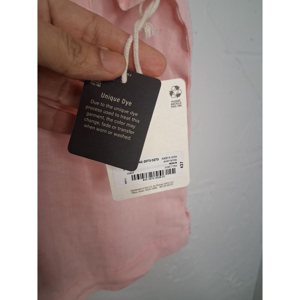 NWT ANA A New Approach Pink Linen Blend Button Front Camp Shirt Sz M Coastal - Picture 5 of 9
